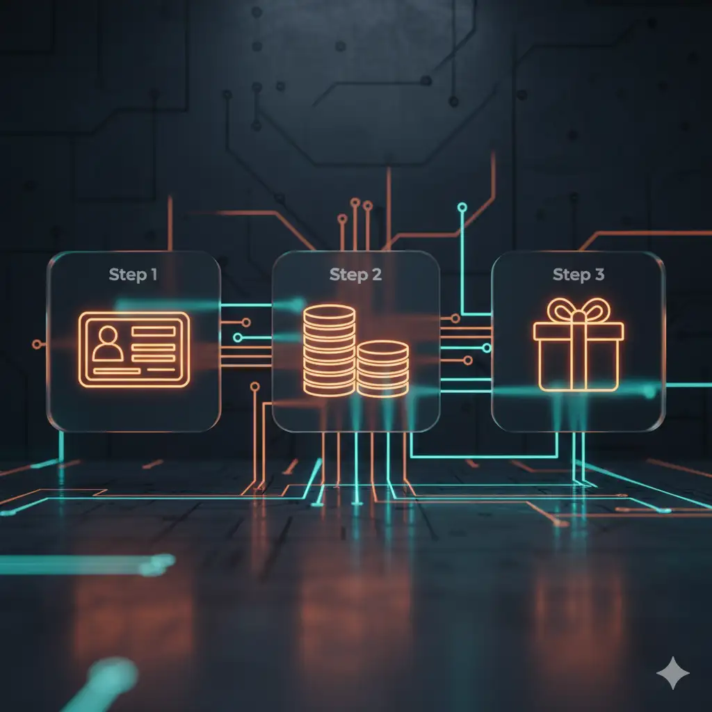 Bonus Claim Steps: 1. Register, 2. Deposit, 3. Get Bonus