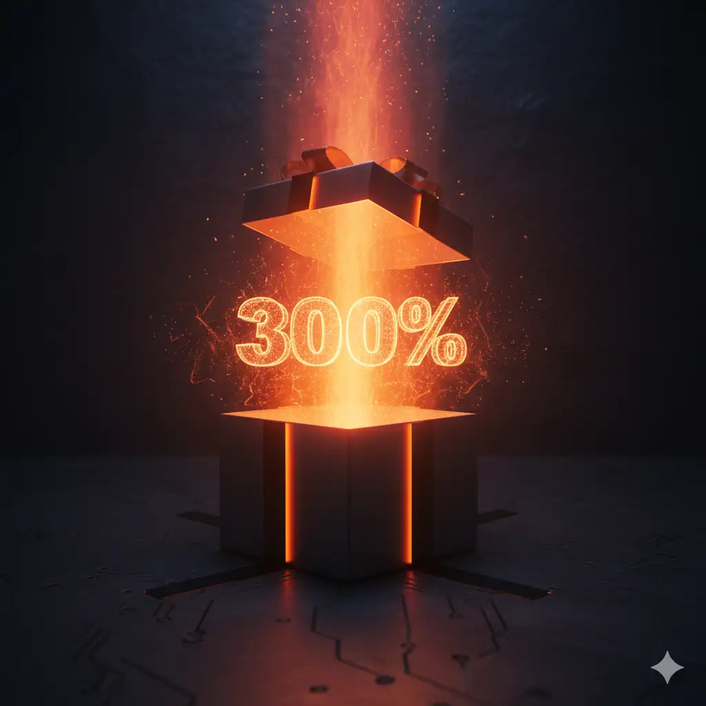 Betsin 300% Welcome Bonus Gift Box Visualization