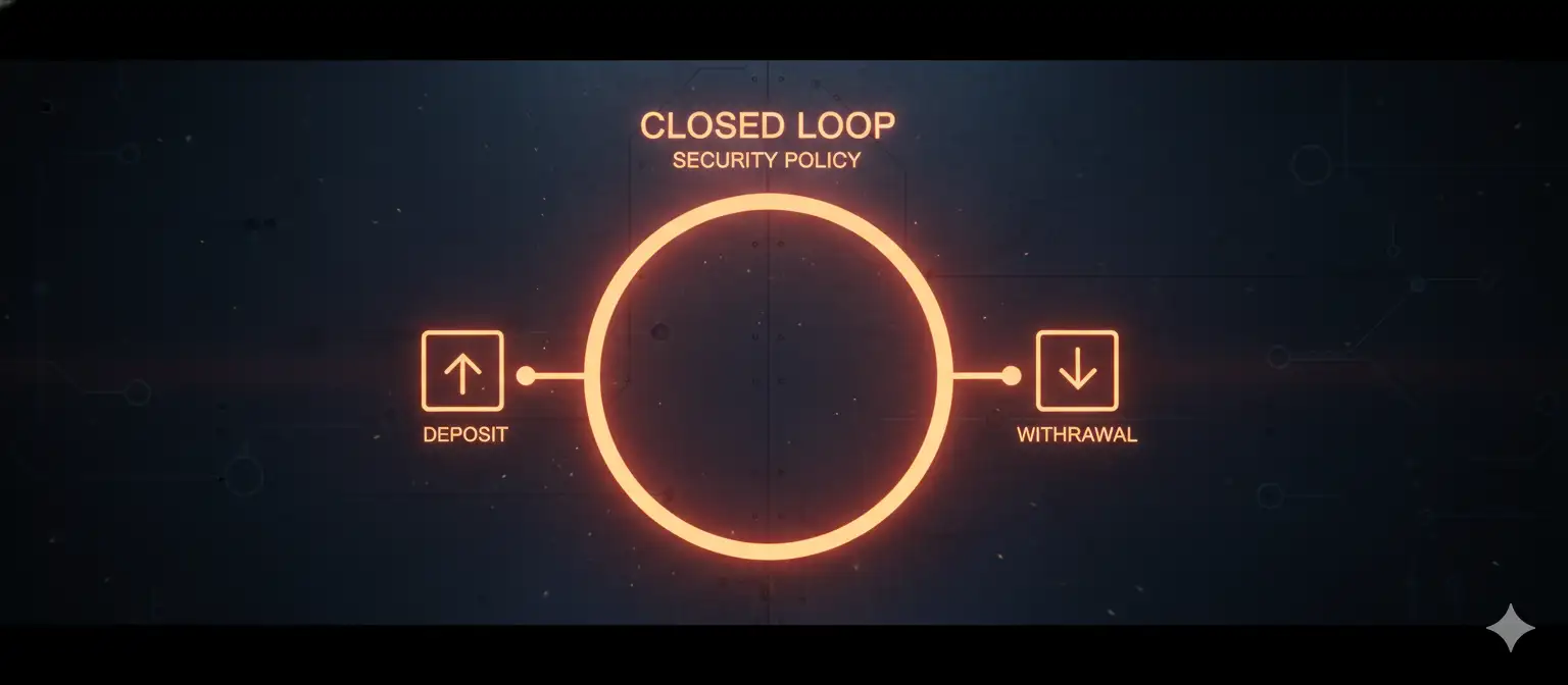 Closed Loop Payment Policy: Deposit Source equals Withdrawal Destination