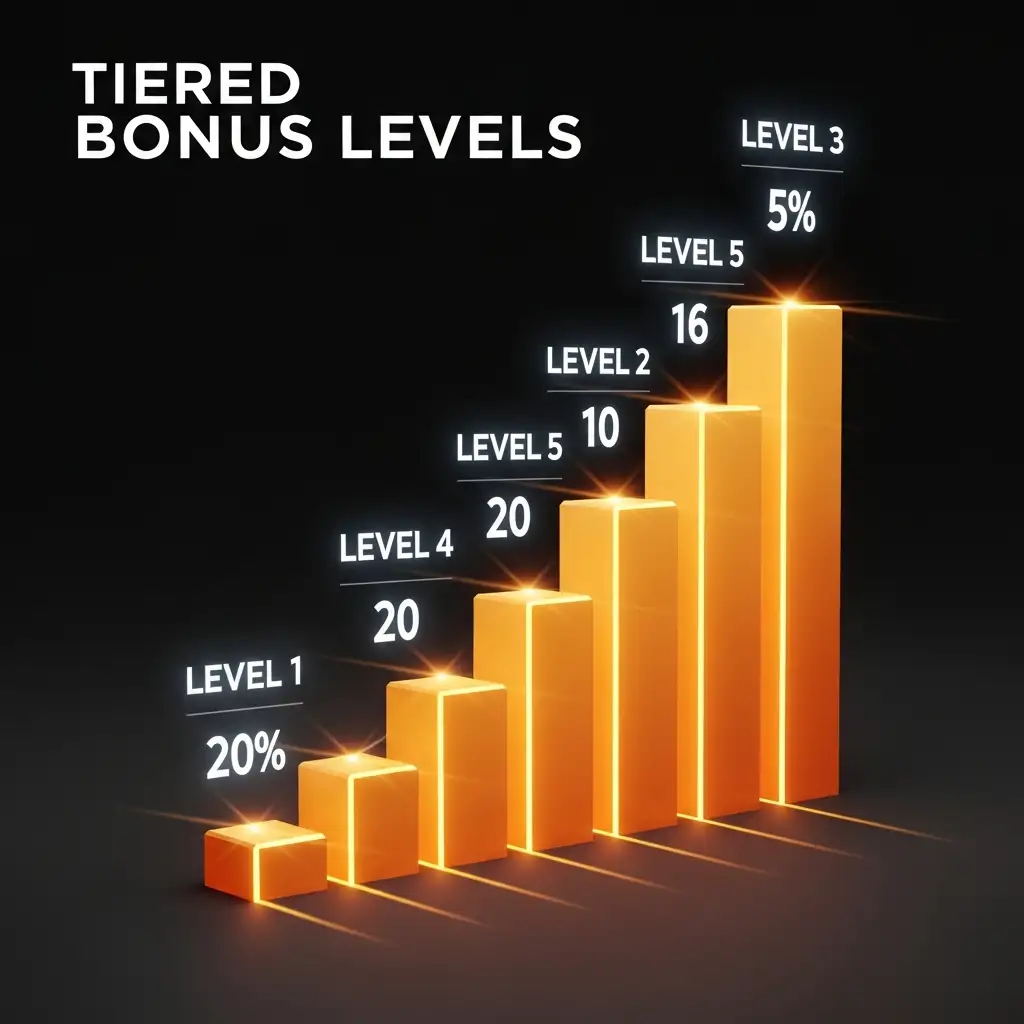 Tiered Bonus Levels Infographic: Rising Steps