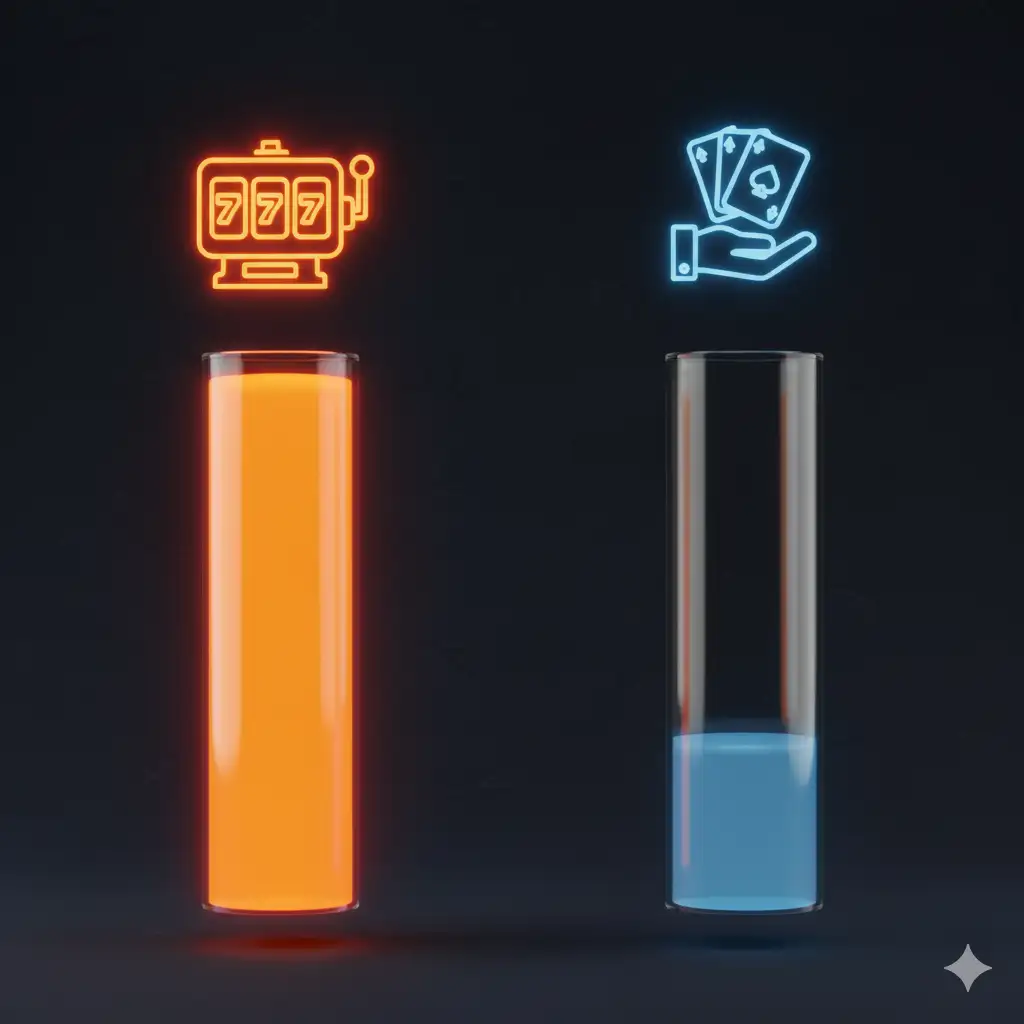 Çevrim Katkı Tablosu: Slotlar (%100 Dolu Çubuk) vs Canlı Casino (%10 Düşük Çubuk)