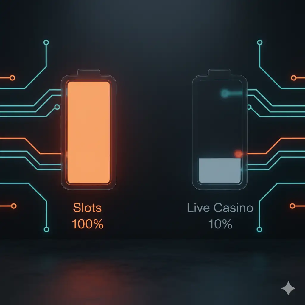 Wagering Contribution Comparison: Slots (100%) vs Live Casino (10%)